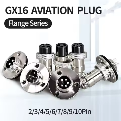 Pin Connector GX16 Flange 10sets GX16 with 3 Hole Flange Aviation Connector XLR 16mm 2 3 4 5 6 7 8 9