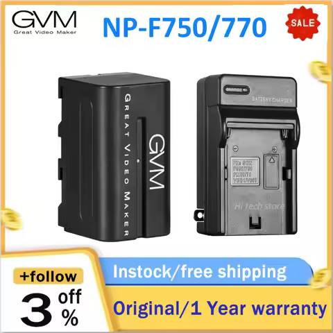 GVM NP-F750/770 Battery and Charger 4400mAh Travel Charger Kit for Sony NP-F975, NP-F960, NP-F950, N
