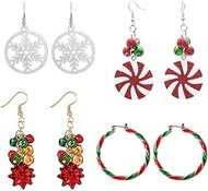 Christmas gift for girls, Christmas candy earrings, Christmas gift bag, snowflake earrings, bell red earrings, Christmas circle earrings, ladies gift, ladies jewelry, Zinc, alloy