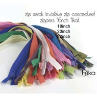 Zip Sorok 50pcs 16inch, 18inch, 20inch, 22inch invisible zipper random colour zip sembuyi concealed 
