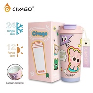 [Free Gift] Civago 17oz/502ml Vacuum Insulation Tumbler with Straw Large Capacity Ceramic Coffee Cup