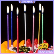 6PCS Colorful Candle Pencil Shape Candles Birthday Wedding Anniversary Cake Metallic Candle Lilin Em