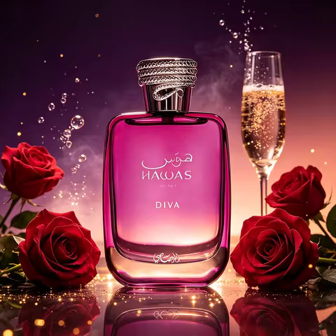 Hawas Diva Perfume for Women 100ml Fruity Woody Floral Scent Red Fruits Lychee Top Rose Frankincense