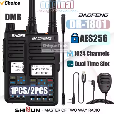 1/2PCS Baofeng DR-1801 Digital Walkie Talkie Dual Time Slot DM-1801 AES256 Encryption AMBE+2TM Vocod
