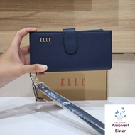 [ NEW ] Women's Fashion Rectangular Folding Wallet Original ELLE Navy Blue Darkbiru