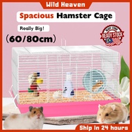 Spacious Hamster Cage 60cm 80cm Extra Large Escape-Proof Tempat Hemster Sangkar Hamster Besar