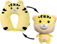 AABOOST 2 in 1 Tiger Travel Neck Pillow That transforms into Soft Adorable Stuffed Animal, Ultimate Kids Travel Pillow Comfort, Neck Support Memory Foam Pillow for Airplane, car or Home