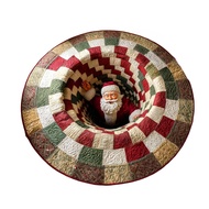 3D Christmas Rug Santa Claus Gnome Quilted Round Floor Mat Optical Illusion Depth Pattern Decorative