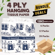 (FOREVER FRESH) Bundle of  6 Packs 4PLY 1280sheets Thickened Wall Hanging Facial Tissue High Quality