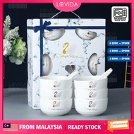 LOVIDA MALAYSIA Rice Bowl Porcelain Ceramic Bowl Set With Giftbox Tableware Dinner Set Dinnerware Bowl Spoon Set Mangkuk Sudu Seramik 陶瓷碗