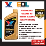 VALVOLINE CHAMP ULTRA RACING 4T 10W40 Fully Synthetic Engine Oil (1L) Motor Oil for Honda, Yamaha, S