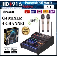 The Mixer YAMAHA G4 POWER MIXER 4 Channels USB bluetooth WITH 2 PCS WIRELESS MICROPHONE
