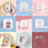 A4S117 AirPods case With Clear Rubber Screen + Key Chain For (i9s I11 12) Gen1 2 Pro 3 Earphone