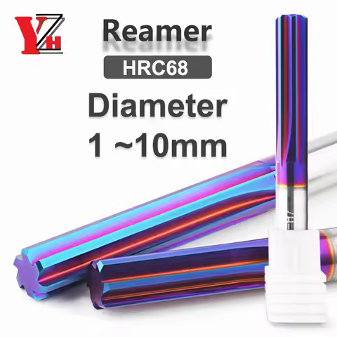 YZH Machine Reamer HRC68 Coated Straight Groove 4F 6F Tolerance H7 Harened Steel Metal Cutter CNC in
