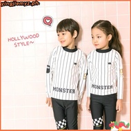 85-145cm Unisex Boys Swimming Suit Fashion Striped Long Sleeve Swimwear for G irls 3-11 Years Kids K