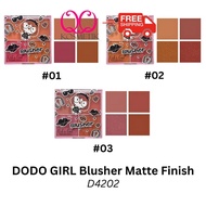 DODO GIRL Blusher Matte Finish 4C D4202 Pemerah Pipi Pigmented Color Original HQ