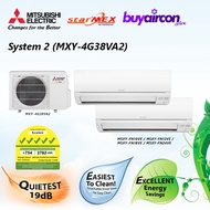 (R410A Mitsubishi Electric Starmex System 2 Aircon - MXY-4G38VA2, 5 Ticks, Free Installation for 25 Feet/Fan-coil