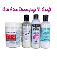 Decoupage starter set of 4 for Tiffin and Cookie Jar - Gesso, Soft White Background, Clear Glaze Med
