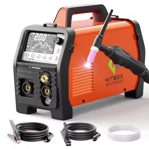 A HITBOX TIG200PRO COLD TIG Pulse 6 In 1 Welder HF TIG STICK MMA SPOT Hot Start/Arc Force Large LED