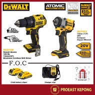 Dewalt Atomic Brushless Cordless DCF922 D2-B1 1/2” Impact Wrench & DCD708D2-BI 13mm ( 3/8" ) Drill D