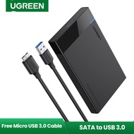 【Free Micro USB 3.0 Cable】UGREEN HDD Case 2.5 inch SATA to USB 3.0 SSD Adapter for Samsung Seagate SSD 1TB 2TB Hard Disk Drive Box External HDD Enclosure-Black