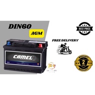 [Installation Available] DIN60 AGM | DIN60L | LN2 | CAMEL AGM Car Battery Bateri Kereta