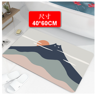 珪藻土吸水軟地墊 - 珪藻土腳墊/浴室防滑吸水腳墊/廁所速乾地墊【顏色莫蘭迪—富士貓 尺寸40*60CM】#(ONE)