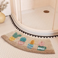 Curved Bath Rug, Corner Shower Mats Anti-Slip Bathroom Carpet Rugs Quadrant Curved Bath Rug Fanned S