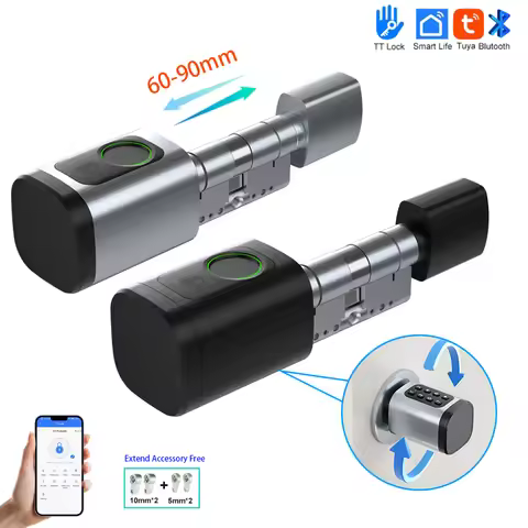 TTLock/ Tuya Bluetooth Smart Fingerprint Digital Cylinder Lock with APP/Password/RFID Card/Key unloc