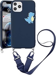 Yoedge Crossbody Case for Huawei Y6 2018 / Honor 7A [ 5.7" ] with Adjustable Neck Cord Lanyard Strap - Soft Silicone Shockproof Protective Cover with Lovely Design Pattern - Dinosaur 1