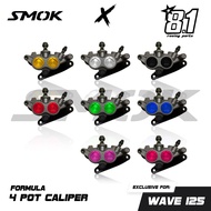 ♞,♘,♙,♟SMOK X 8.1 FORMULA CALIPER (FRONT) FOR HONDA WAVE 100/125 4POT 4 POT ORIGINAL THAILAND