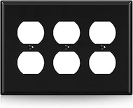 ELEGRP 3-Gang Duplex Receptacle Wall Plates, Mid-Size 4.88" H x 6.75" L Unbreakable Thermoplastic Fa