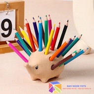 Wooden Hedgehog Pen Box, meaningful gift for children BAO NGON TOYS Cultivating Tidyness and Nurturi