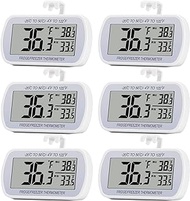 6 Pack Digital Refrigerator Thermometer Fridge Freeze Room Thermometer Waterproof Large LCD Display Max/Min Record Function, White