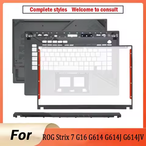 New For ROG Strix 7 G16 G614 G614J G614JV G634 Lower Bottom Cover Palm rest Top case Front Bezel Hin