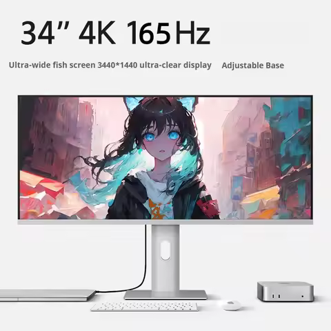 34" 3440*1440 165Hz 1ms Fast-IPS Monitor 21:9 Gaming Monitor with Alloy metal material body and Adju
