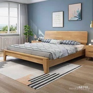 Bed 1.8m Single Log Simple Furniture Apartment 1.5m Oak Hotel Real 8VBJ
