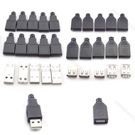 3 in 1 USB 2.0 Type A male Female 4 Pin power Socket cable Connector Plug With Black Plastic Cover Solder Type DIY repair  SG5L3