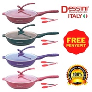 (NEW DESSINI) 3pc Set Periuk 28cm Granite Set Non Stick Frying Pan FREE Penyepit Cookware Premium Ca