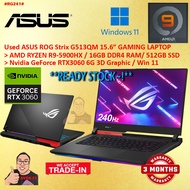 #RG241 USED ASUS ROG Strix G513QM AMD R9 RYZEN 9 5900HX 16G 512GB SSD NVIDIA RTX3060 Gaming Laptop 4