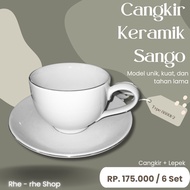 SANGO CANGKIR warna putih list Gold isi 12 pcs/set /type 88801/2