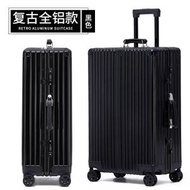 復古鋁鎂合金拉桿箱萬向輪金屬皮把手行李箱旅行箱