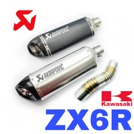 Akrapovic Exhaust Kawasaki ZX6R Short Slip On Tabung Muffler Stainless Pipe Ekzos Accessories 636 ZX