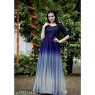 Beautiful Long Anarkali Gown With Mirror Work