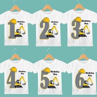 custom name tshirt boy Construction Loader Excavator 1st 2nd 3rd 4th 5th 6th first second third four