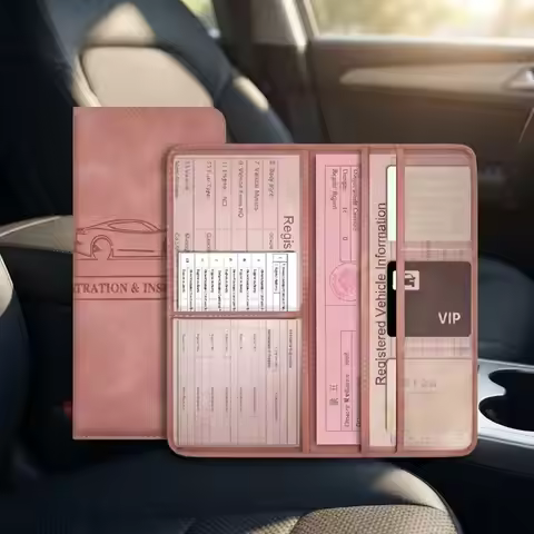 Car Driver's License PU Leather Car Registration Certificate Clip Insurance Information File Protect