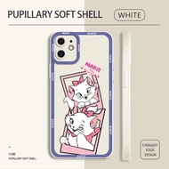 For iPhone 12 Pro Max 12Pro 12 Mini 13 Pro Max 13Pro 13 Mini Case Cute Anime White Cat Back Cover Square Edge Phone Softcase Anti-Knock Casing