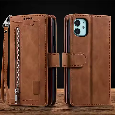 Zipper Wallet Case For OnePlus Nord 3 2 2T 2V N200 N100 N30 Nord CE3 Multi 9-Card Slot Leather Flip 