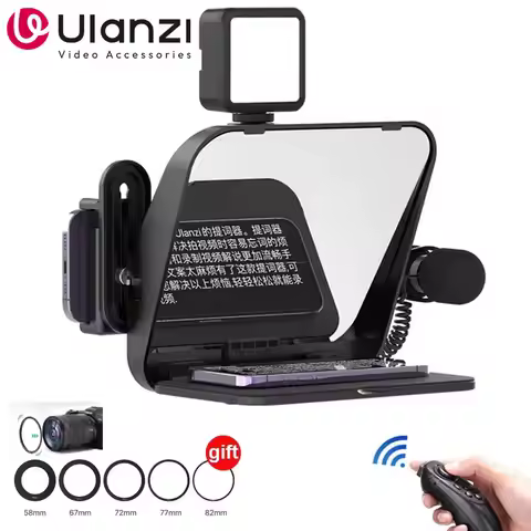 Ulanzi RT02 9 Inch Foldable Teleprompter for Smartphone Camera Tablet with Remote Control 58/67/72/7