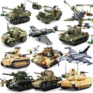 Airplane Plane Bomber Model Construction Toys Military Panzer Tank WW2 Aircraft Army Truck Armored C